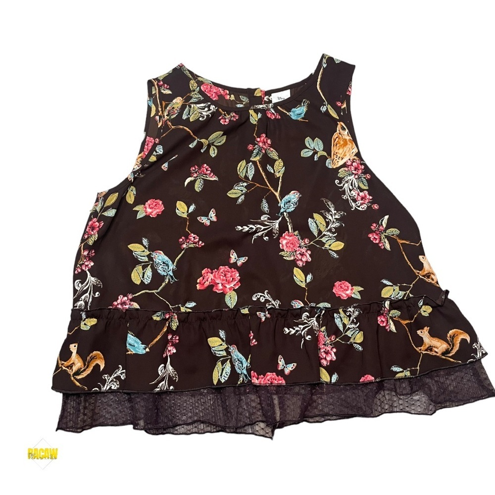 Disney Snow White LC Lauren Conrad Collection Women’s Small Brown Floral‎ Blouse